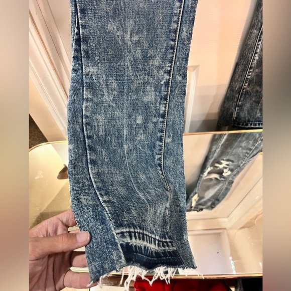 MNML Flare Blue Denim Jeans Distressed - Picture 6 of 13